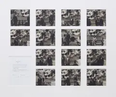 Douglas Huebler, Duration Piece #7, gelatin silver print, in 14 parts with typed statement on paper, laid down on card