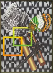 Peter Phillips, Eliminator II, 1971, acrylic, egg tempera, silkscreen and graphite on linen, in artist's frame