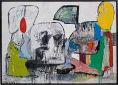 Eddie Martinez, Skullscape 3 (large), 2012, oil and spray paint on canvas