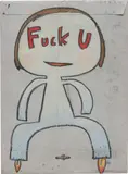 Yoshitomo Nara, Fuck You, 2003, coloured pencil on paper envelope