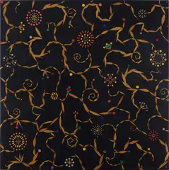 Fred Tomaselli, Fade into you, 1993, pills, leaves, acrylic and resin on wood
