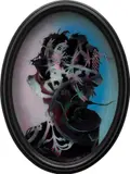 Simon Periton, Nine Imposter, 2009, spray paint on concave glass, in artist's frame