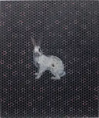 Charming Baker, Love Is Never Putting All Your Eggs Into One Bastard, 2010, oil and buckshot holes on linen