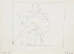 The Wrestlers by Robert Longo, 1979, graphite on paper, sold Dec 2020