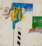 R.A. Sir Peter Blake, Props from Cleopatra, 1963, pencil, coloured pencil, pen and ink on paper