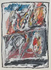 Jacques Doucet, Abstracte compositie, 1980, gouache on paper