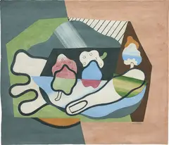 Georges Valmier, Main tenant des fraises, 1930, gouache and paper collage on paper