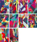 Kaws, TENSION, 2019, The complete set of 10 screenprints in colours, on Saunders Waterford paper, the full sheets loose (as issued), all contained in the original grey fabric-covered clamshell portfolio box with embossed title
