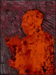 Mao by Huang Gang, 2007, acrylic, enamel and Tibetan printing blocks on wooden panel, in artist's frame, sold Dec 2020