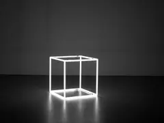 Neoncube by Jeppe Hein, 2004, neon lamps and motion detector, sold Dec 2020