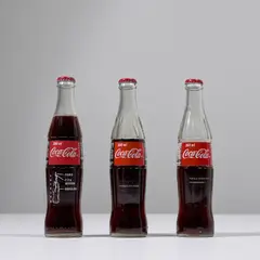INSERÇÕES EM IDEOLÕGICOS: Projeto Coca-Cola (Insertions into Ideological Circuits: Coca-Cola Project) by Cildo Meireles, 1970, transfer text on Coca-Cola glass bottle, in 3 parts, offered Dec 2020
