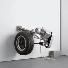 Michael Sailstorfer, Zeit ist keine Autobahn - Minneapolis, 2009, tyre, iron, electronic engine, power cable and transformer