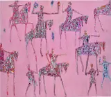 Reza Derakshani, Hunt the Pink, 2018, oil and enamel on canvas