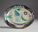 Poisson de profil (Fish in profile) by Pablo Picasso, 1951, White earthenware dish with hand-painting in colours and glazed on the front and reverse, sold Jan 2020