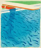 David Hockney, Pool Made with Paper and Blue Ink for Book, from Paper Pools, 1980, Lithograph in colours, on Arches Cover mould-made paper, the full sheet, with the accompanying book Paper Pools and its card slipcase