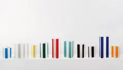 Daniel Buren, Les Cent Vases (The Hundred Vases), 2010, Ten unique white earthenware vases, painted in colours and glazed