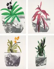 Jonas Wood, Untitled, 2014, The complete set of four lithographs with screenprint in colours, on Coventry Rag paper, with full margins