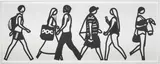 Walking in Melbourne 3, from Walking in Melbourne series by Julian Opie, 2018, Laser-cut museum board relief print, the full sheet, sold Jan 2020