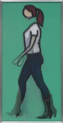 Tina Walking by Julian Opie, 2010, Lenticular acrylic panel comprised of four inkjet prints in colours, printed directly onto 20 lpi lenticular animating l, sold Jan 2020