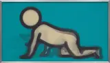 Dino Crawling by Julian Opie, 2012, Lenticular acrylic panel comprised of four colour inkjets printed directly onto 20 lpi lenticular animating lenses, back, sold Jan 2020