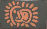 Petite soleil (Little Sun) by Pablo Picasso, 1968-69, Red earthenware plaque, with painting in black, sold Jan 2020