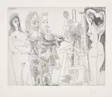 Pablo Picasso, L'Atelier, avec un hibou et un envoyé officiel (The Studio, With an Owl and an Official Envoy), plate 65 from Series 347, 1968, Etching, on Rives paper, with full margins