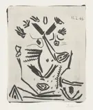 Portrait d’homme (Portrait of a Man), from Notre Dame de vie by Pablo Picasso, 1966, Linocut in cream and black, on Arches paper, with full margins, sold Jan 2020