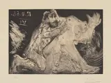 Pablo Picasso, Viol, avec un coq (The Rape), from Le Cocu magnifique (The Magnificent Cuckold), 1966, Etching and aquatint, on Richard de Bas paper, with full margins