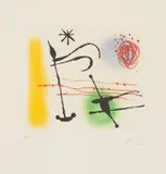 Joan Miró, Suite La Bague d'aurore (The Ring of Dawn Suite): one plate, 1957, Etching and aquatint in colours, on BFK Rives paper, with full margins