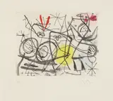 Joan Miró, Préparatifs d'oiseaux I (Bird Preparations I), 1963, Aquatint in colours, on BFK Rives paper, with full margins