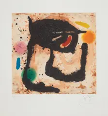 Le Dandy by Joan Miró, 1969, Etching and aquatint with carborundum in colours, on Mandeure rag paper, with full margins, sold Jan 2020