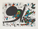 Untitled, plate 12 from Homenatge a Joan Prats (Tribute to Joan Prats) by Joan Miró, 1971, Lithograph in colours, on Guarro paper, with full margins, sold Jan 2020