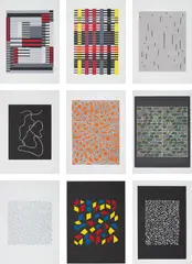 Anni Albers, Connections, 1925/1983, The complete set of nine screenprints in colours, on Cartiere Miliani of Fabriano Umbria Italia and Fabriano Cotton papers, with full margins, with an introduction From the Line to the Texture by the publisher, the sheets loose (as issued) contained in the original paper-covered cardboard portfolio with printed title