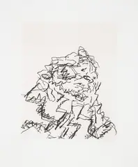 JYM, from Seven Portraits by Frank Auerbach, 1989-90, Etching, on Somerset paper, with full margins, sold Jan 2020