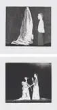 David Hockney, The Sexton Disguised as a Ghost; and Old Rinkrank Threatens the Princess, plates 20 and 30 from Illustrations for Six Fairy Tales from the Brothers Grimm, 1969, Two etching and aquatints, on Hodgkinson handmade wove paper watermarked 'DH / PP', with full margins