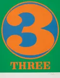 Robert Indiana, Three, from Numbers, 1968, Screenprint in colours, on Schöllers Parole paper, the full sheet, with accompanying paper folder with screenprinted poem