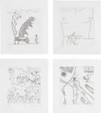 Keith Haring, The Valley: four plates, 1989, Four etchings, on Twinrocker handmade paper, with full margins, with accompanying texts by William S. Burroughs