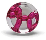 Jeff Koons, Balloon Dog (Magenta), 2015, Porcelain multiple painted in chrome, contained in the original Styrofoam-lined presentation box with silver printed signature and original plastic stand