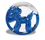 Jeff Koons, Balloon Dog (Blue), 2002, Porcelain multiple painted in chrome, contained in the original foam-lined box with printed artist's name and original plastic stand