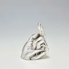 Artist's Hand by Ai Weiwei, 2017, Cast urethane resin multiple with electroplated rhodium, contained in the original cardboard presentation box, sold Jan 2020