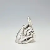 Ai Weiwei, Artist's Hand, 2017, Cast urethane resin multiple with electroplated rhodium, contained in the original cardboard presentation box