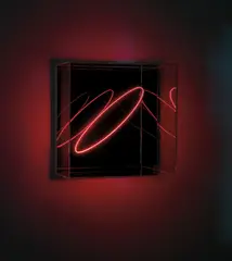 Thin Line by Ai Weiwei, 2017, Acrylic-display case with a PMMA mirror as backdrop, with glass fibre light line, sold Jan 2020