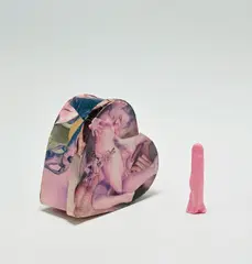 Terence Koh, Pink Wax Cast Finger, 2007, Pink wax cast multiple, contained in the original collaged heart shaped card box