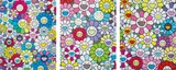A Field of Flowers Seen from the Stairs to Heaven; A Little Flower Painting: Yellow, White, and Purple Flowers; and A little Flower Painting: Pink, Purple, and Many Other Colors by Takashi Murakami, 2017-18, Three offset lithographs in colours, on smooth wove paper, the full sheets, sold Jan 2020