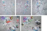 We Are Destined To Meet Someday! But for Now, We Wander in Different Dimensions; Chaos: Primordial Life; DOB: Myxomycete; Hands Clasped; and Another Dimension Brushing Against Your Hand by Takashi Murakami, 2015, 2016, 2017, Five offset lithographs in colours, on smooth wove paper, the full sheets, sold Jan 2020
