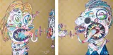 Homage to Francis Bacon (Study for Head of Isabel Rawsthorne and George Dyer): two plates by Takashi Murakami, 2016, Two offset lithographs in colours, on smooth wove paper, the full sheets, sold Jan 2020