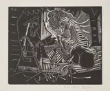 Variation sur le Déjeuner sur l'herbe de Manet (Variation on Manet's Lunch on the Grass) by Pablo Picasso, 1961, Linocut, on Arches paper, with full margins, sold Sep 2020