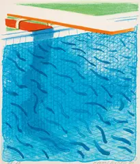 Pool Made with Paper and Blue Ink for Book, from Paper Pools by David Hockney, 1980, Lithograph in colours, on Arches Cover paper, the full sheet, sold Sep 2020
