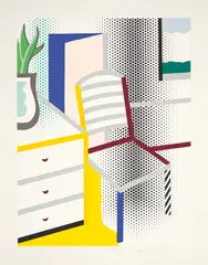 Interior with Chair, from Leo Castelli 90th Birthday portfolio by Roy Lichtenstein, 1997, Screenprint in colours, on Somerset paper, with full margins, sold Sep 2020