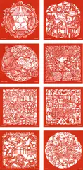 Ai Weiwei, The Papercut Portfolio, 2019, The complete set of eight papercuts, with title page, colophon and texts, the sheets loose (as issued), each papercut contained in an envelope, all contained in the original red clothbound clamshell portfolio